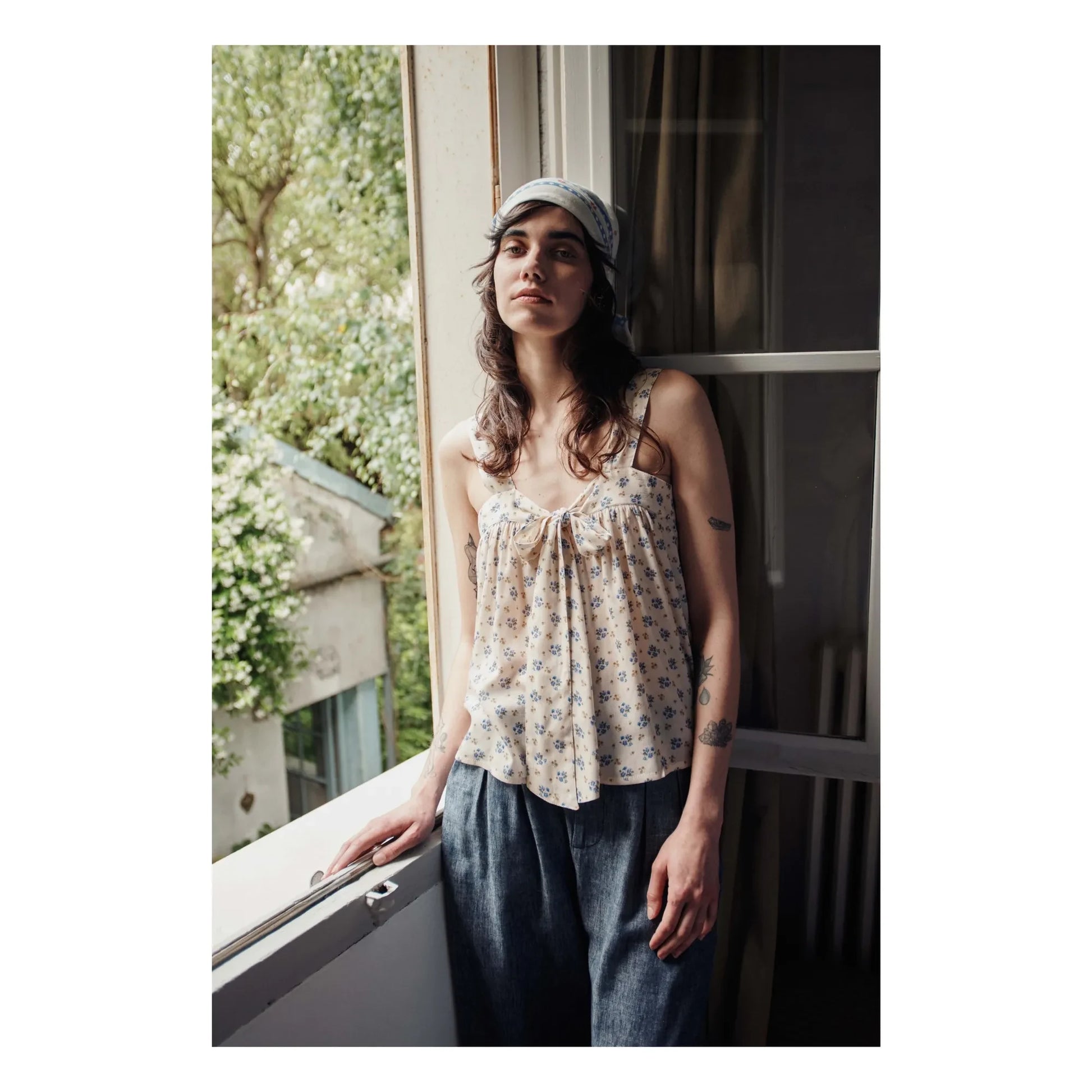 Emile et Ida - Flowered Scarf | Cream