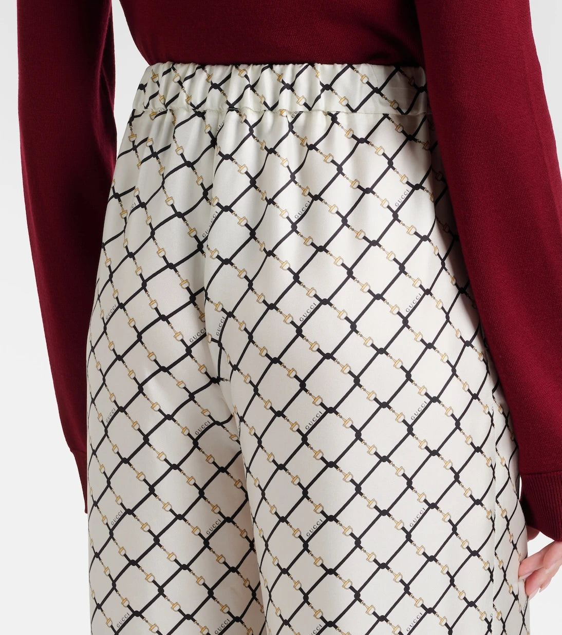 Gucci - Horsebit silk twill wide-leg pants