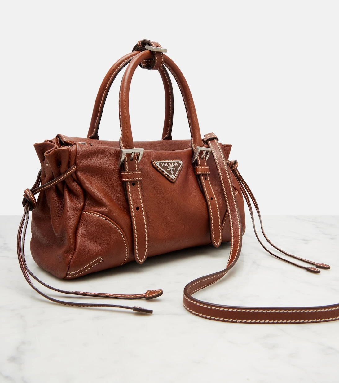 Prada - Prada Bonnie Small leather top-handle bag
