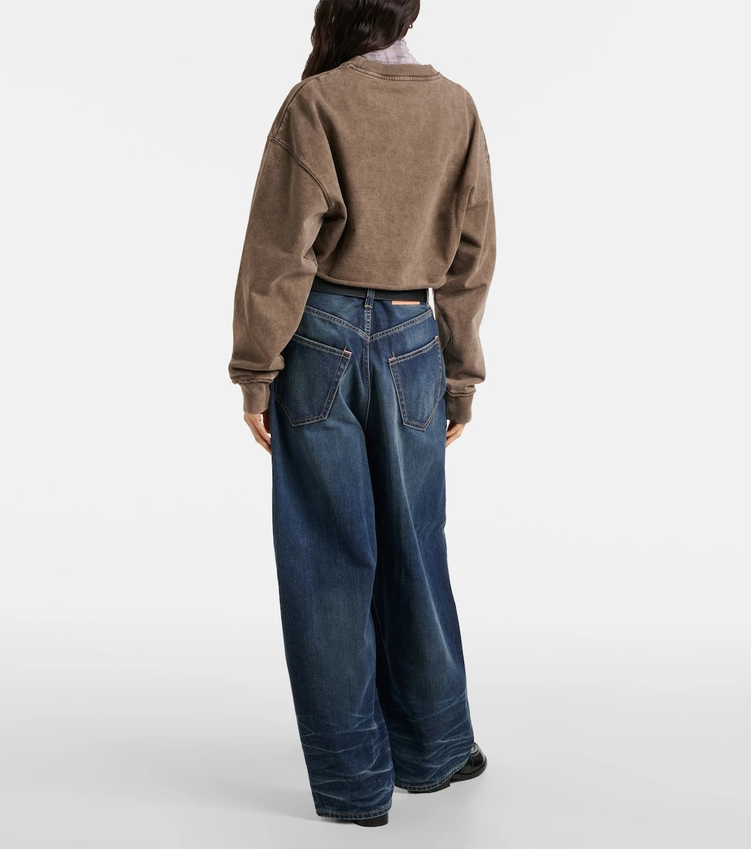 Acne Studios - سويتشيرت بشعار العلامة من القطن الجيرسيه بقصّة قصيرة