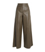 ME+EM Green Lambskin Wide-Leg Trousers