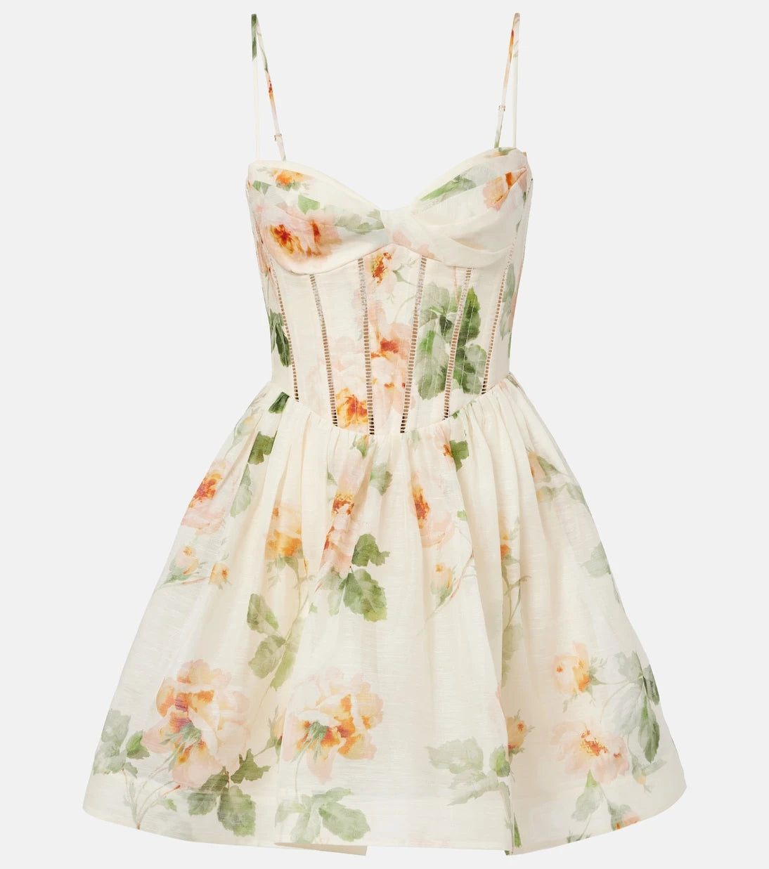 Zimmermann - Carousel floral silk and linen bustier dress