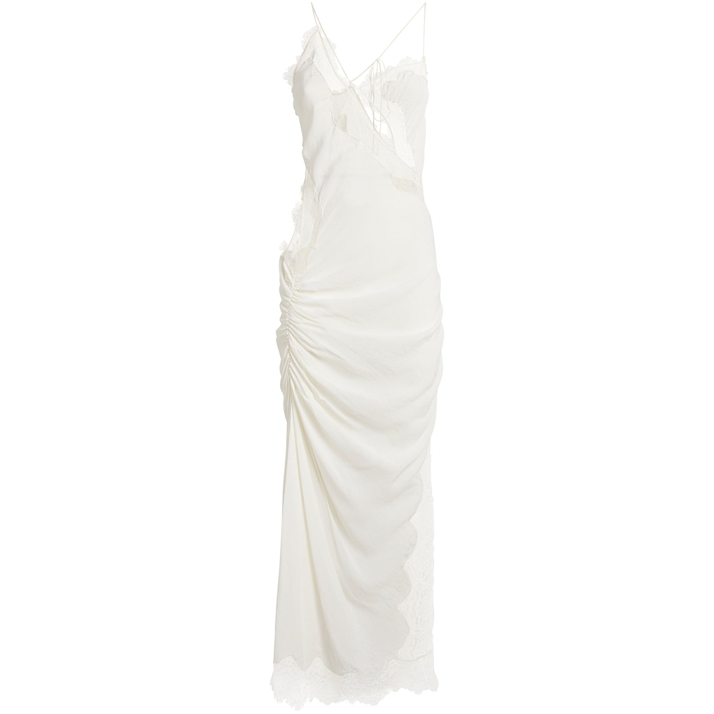 Lace Crimped Cami Maxi Dress WHITE