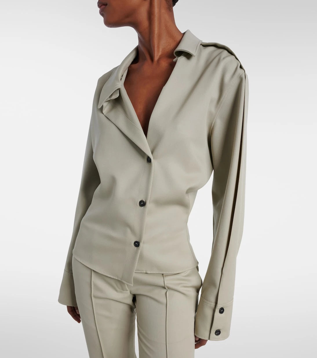 The Attico - Draped wool shirt