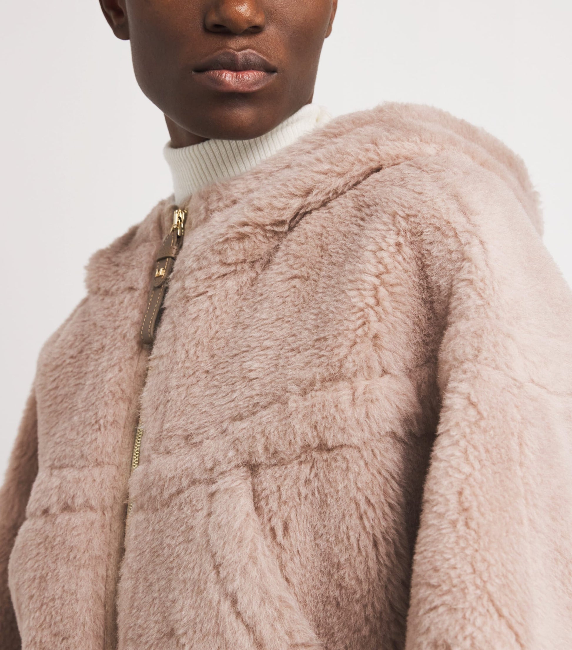 Beige Alpaca-Wool-Silk Cape Poncho