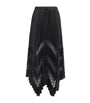 Claudie Pierlot Black Lace-Trim Pleated Maxi Skirt