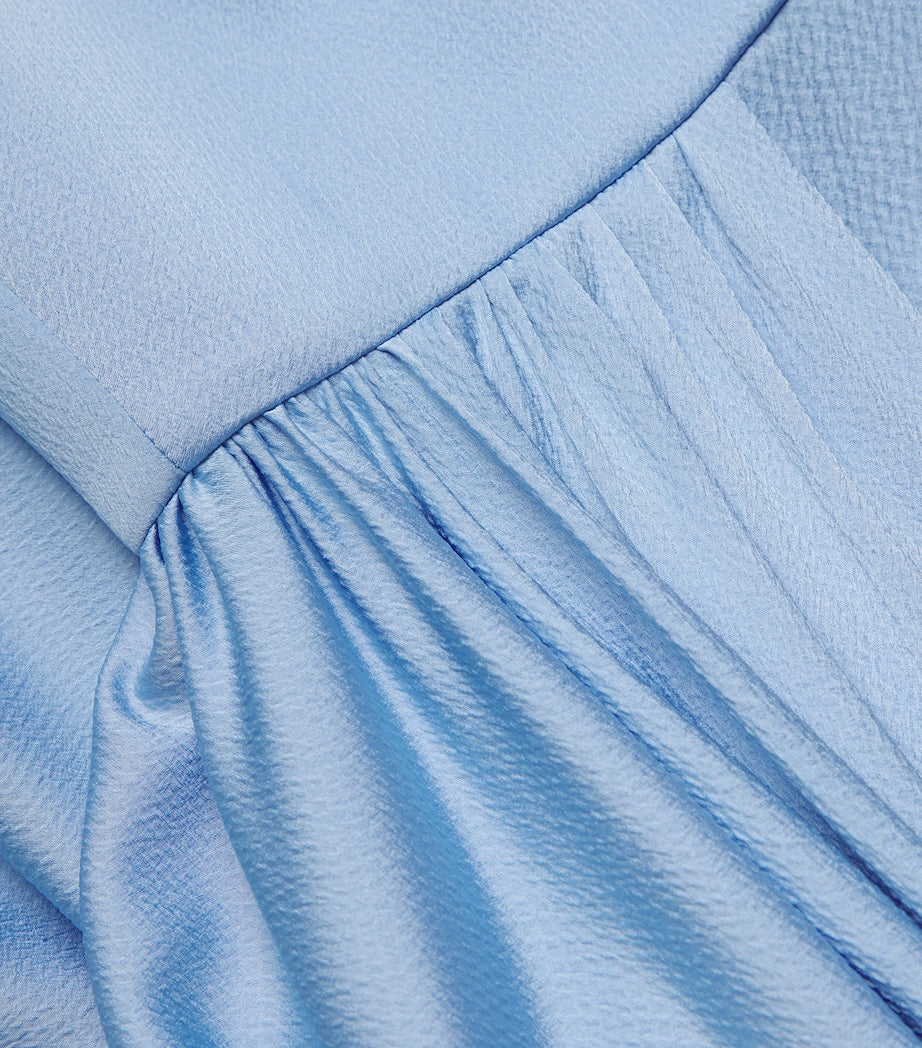 Blue Charmeuse Off-The-Shoulder Philomena Gown