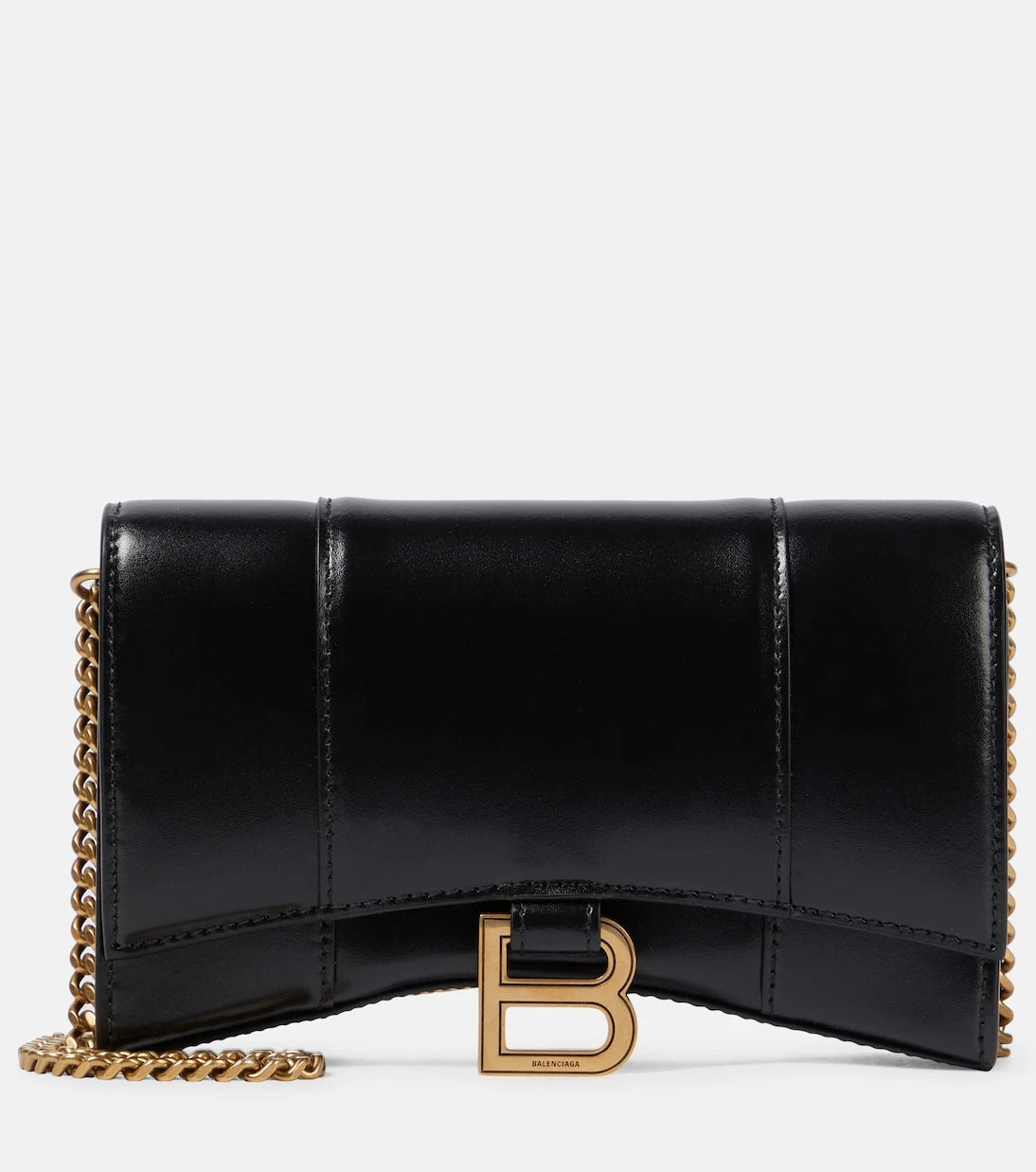 Balenciaga - Hourglass leather wallet on chain
