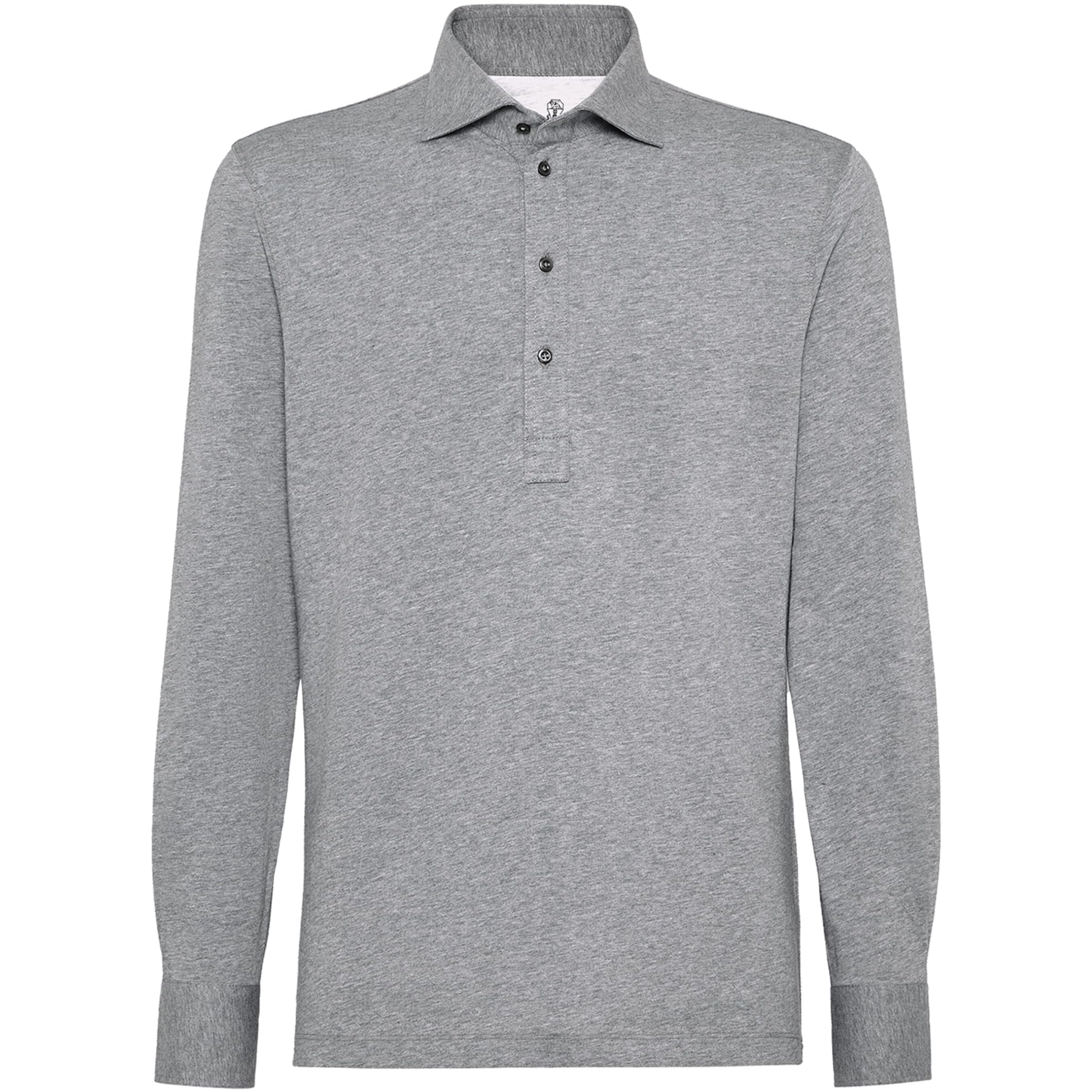 Cotton Long-Sleeve Polo Shirt