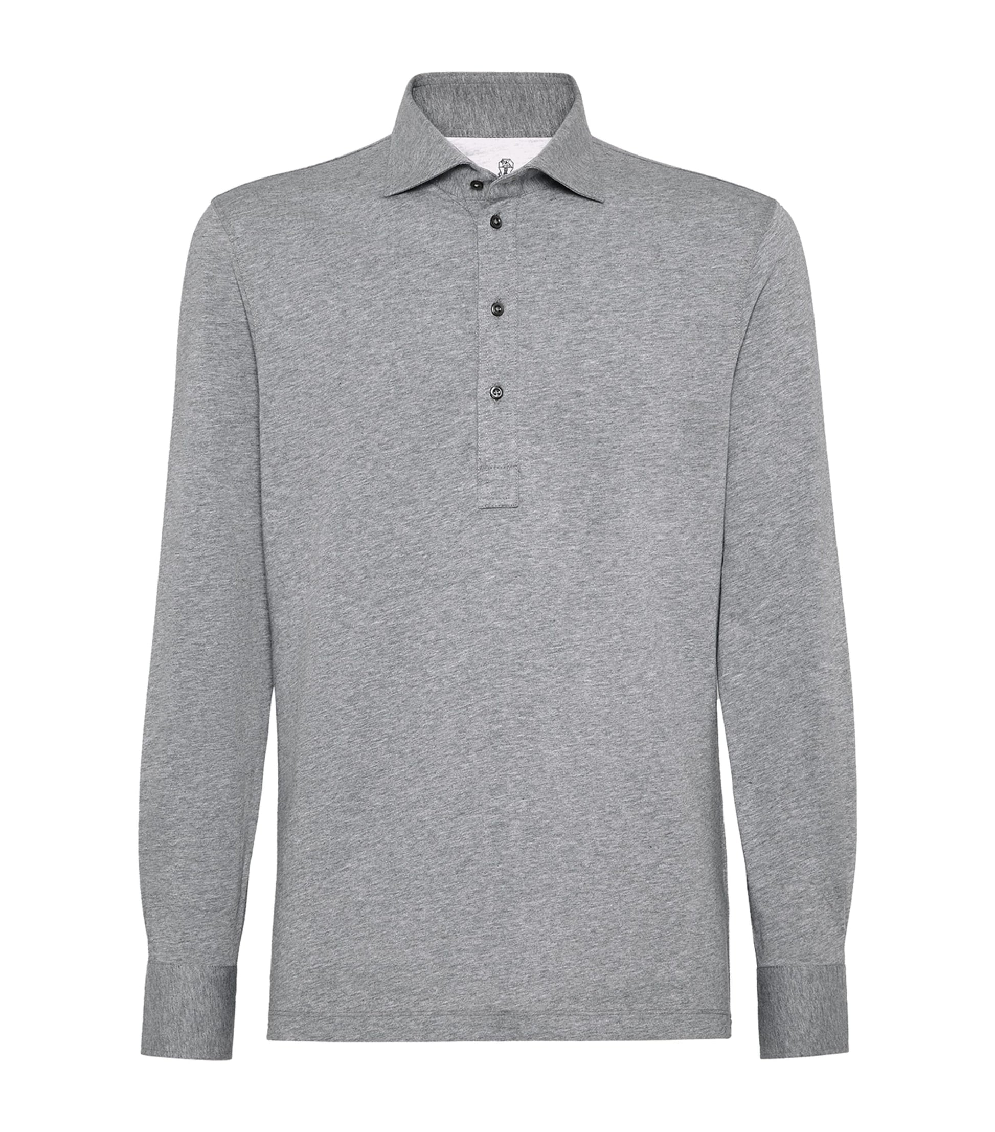 Cotton Long-Sleeve Polo Shirt