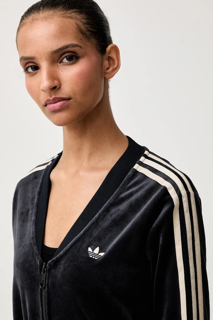 adidas Originals kadın kadife fermuarlı sweatshirt