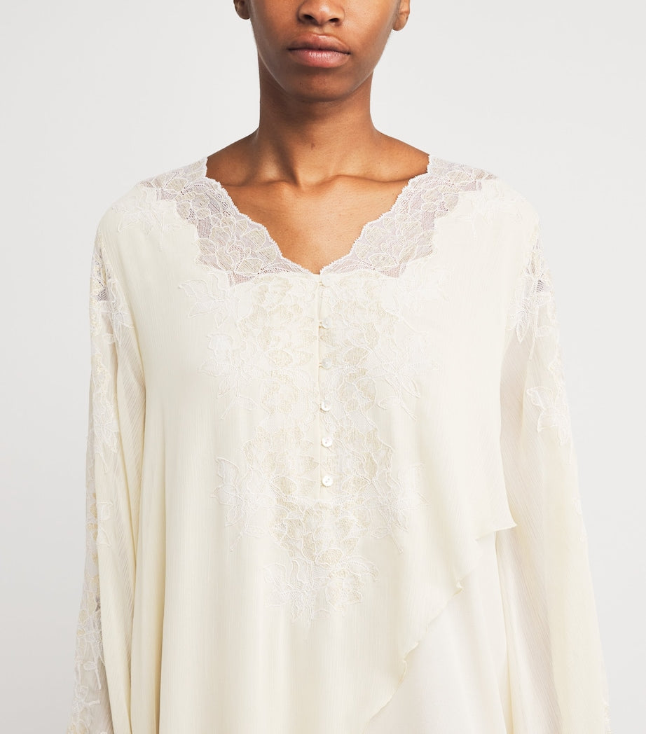 Bocan Beige Silk Chiffon Miel Nightdress