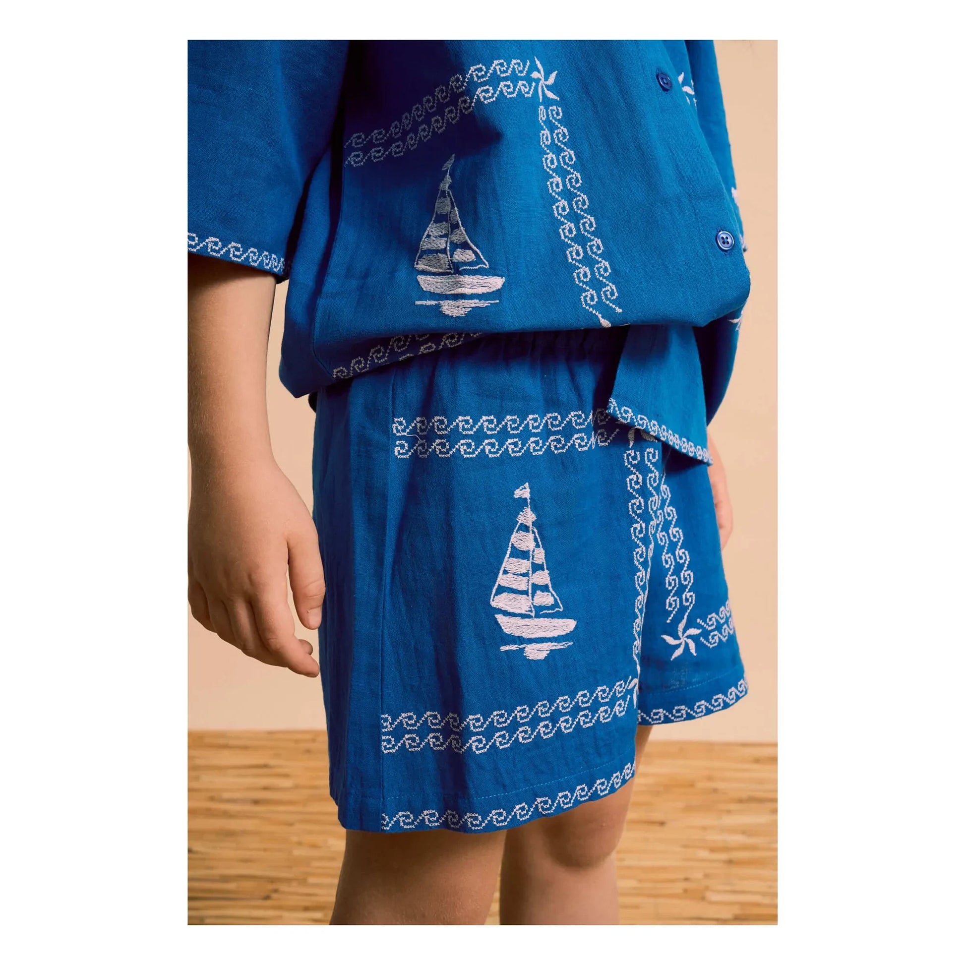 Maison Mangostan - Voiles Embroidered Shirt | Blue