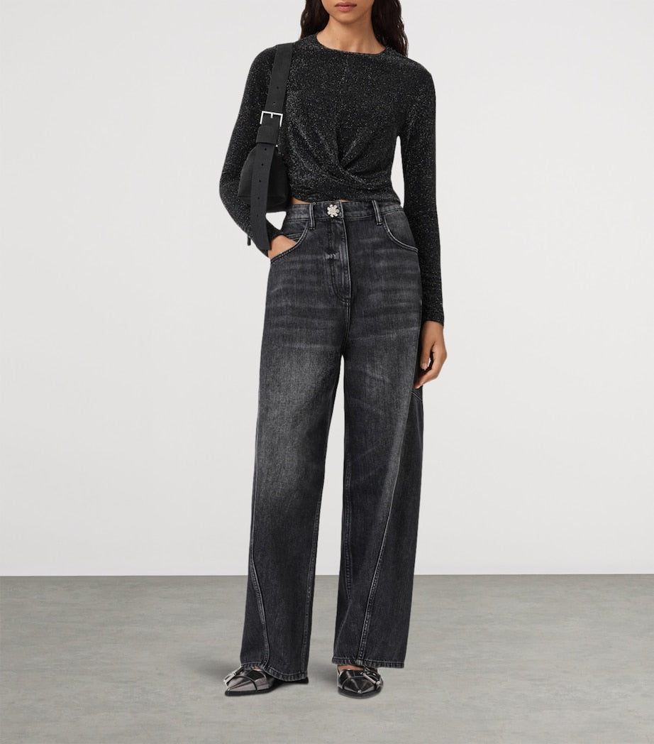 Grey Metallic Skylar Crop Top