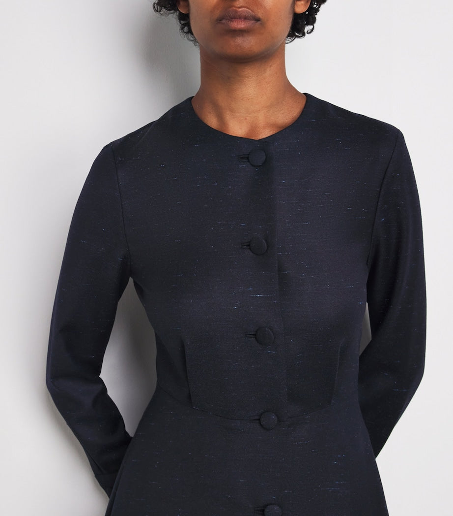 NOMADISSEM Multi Wool-Silk-Cashmere Round-Neck Midi Dress