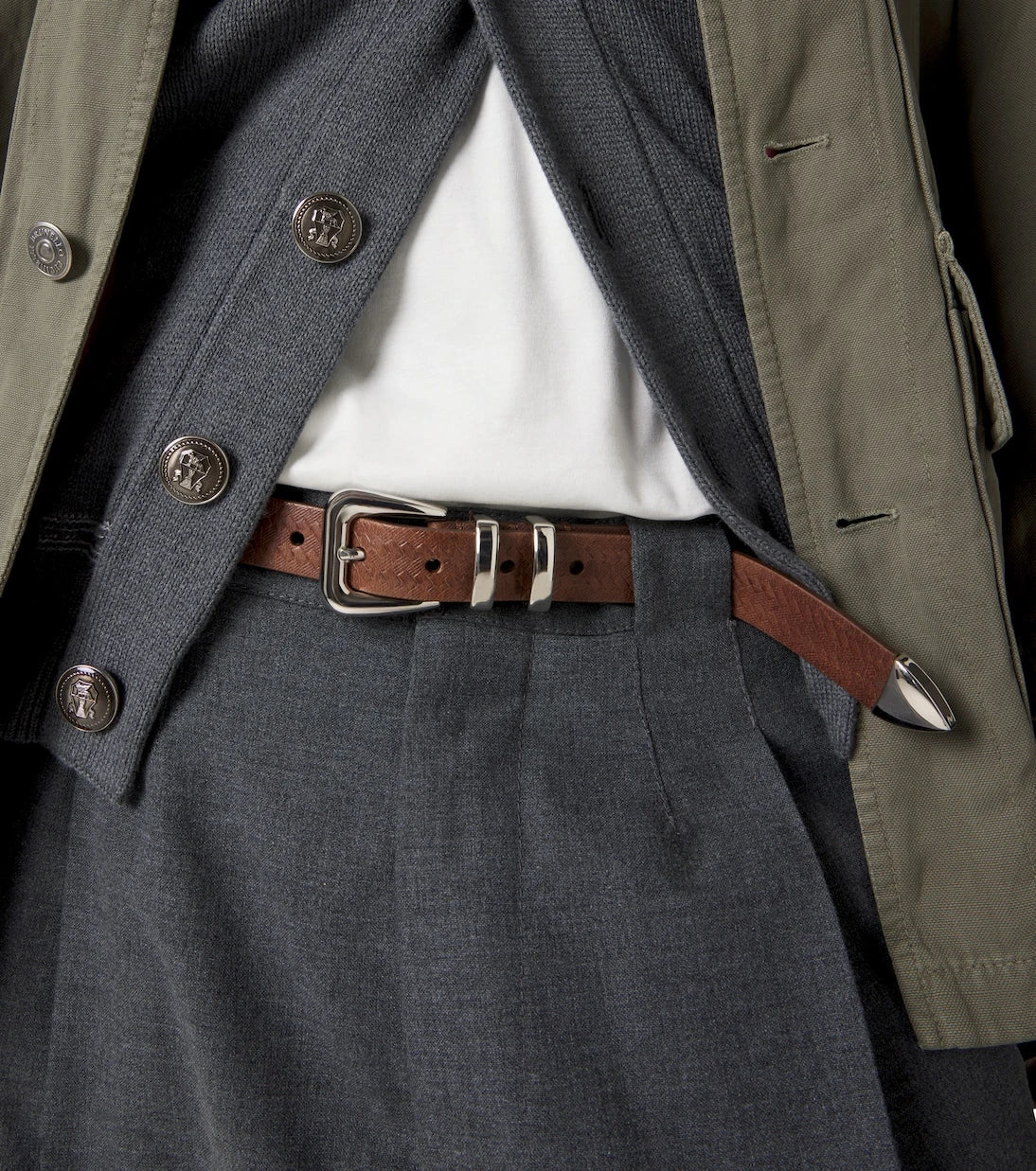 Brunello Cucinelli - Debossed leather belt