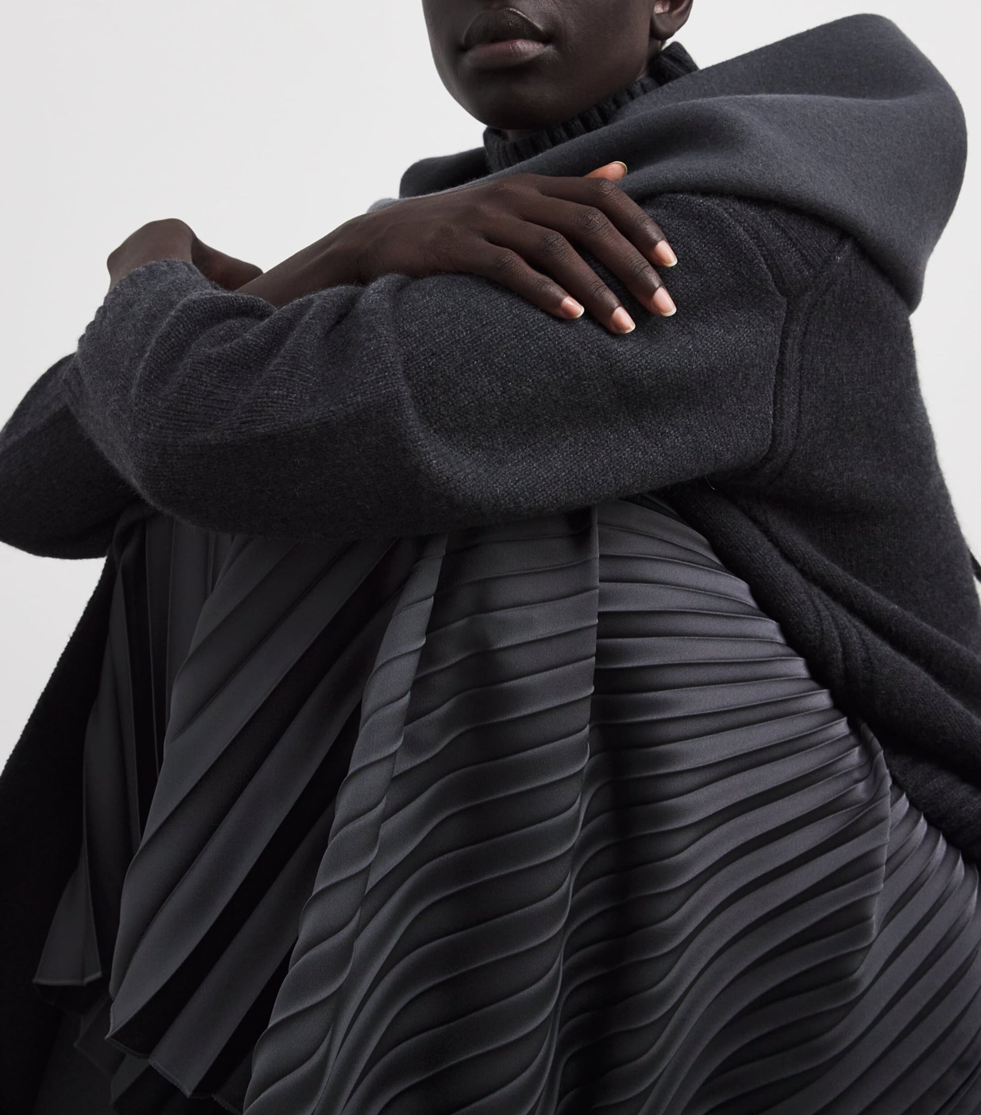 Grey Plissé Ade Midi Skirt