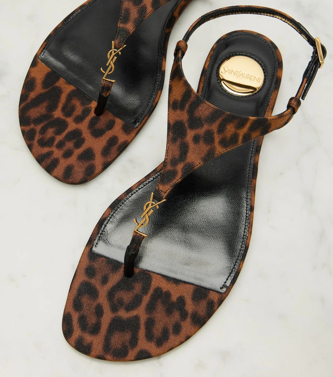 Saint Laurent - Cassandra leopard-print grosgrain sandals