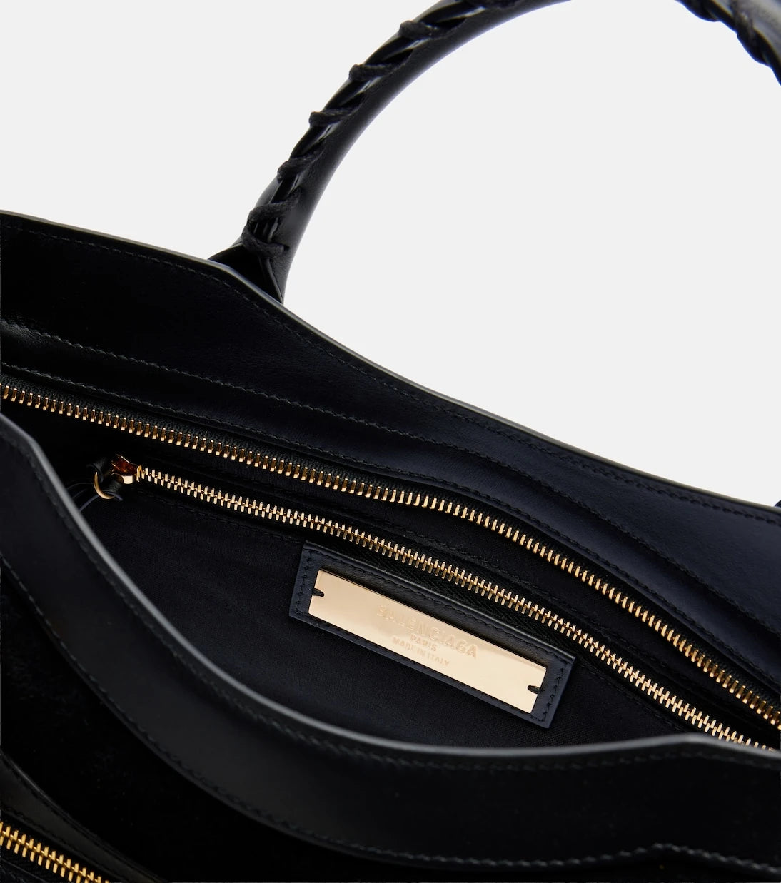 Balenciaga - Le City Medium leather-trimmed suede tote bag