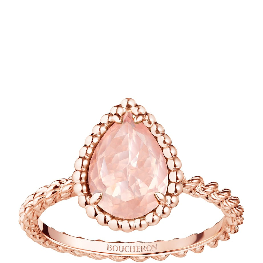 Rose Gold and Pink Quartz Serpent Bohème Ring