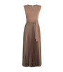 Weekend Max Mara Brown Jersey Pleated Midi Dress