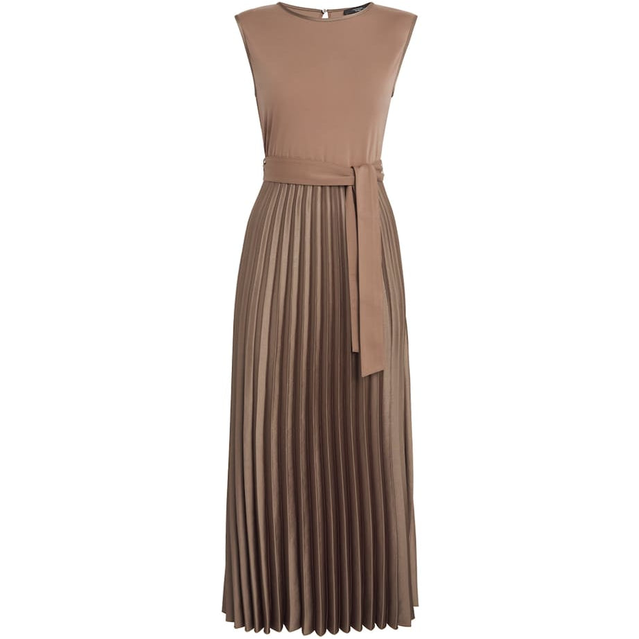 Weekend Max Mara Brown Jersey Pleated Midi Dress
