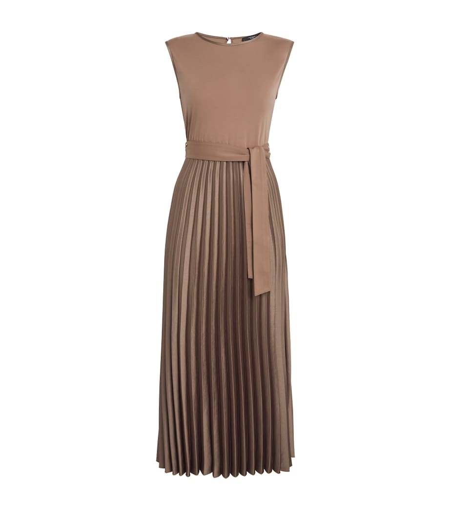 Weekend Max Mara Brown Jersey Pleated Midi Dress