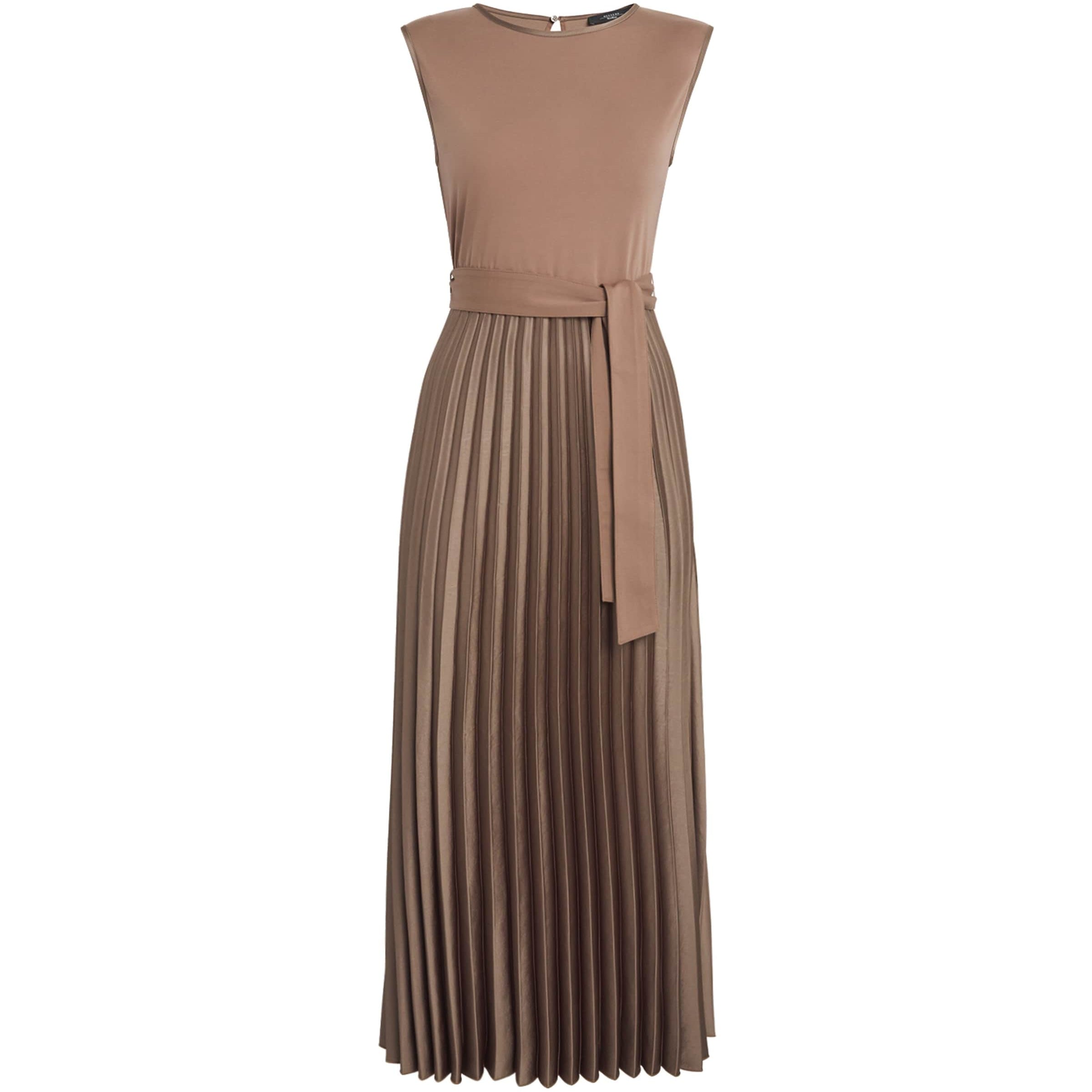 Weekend Max Mara Brown Jersey Pleated Midi Dress