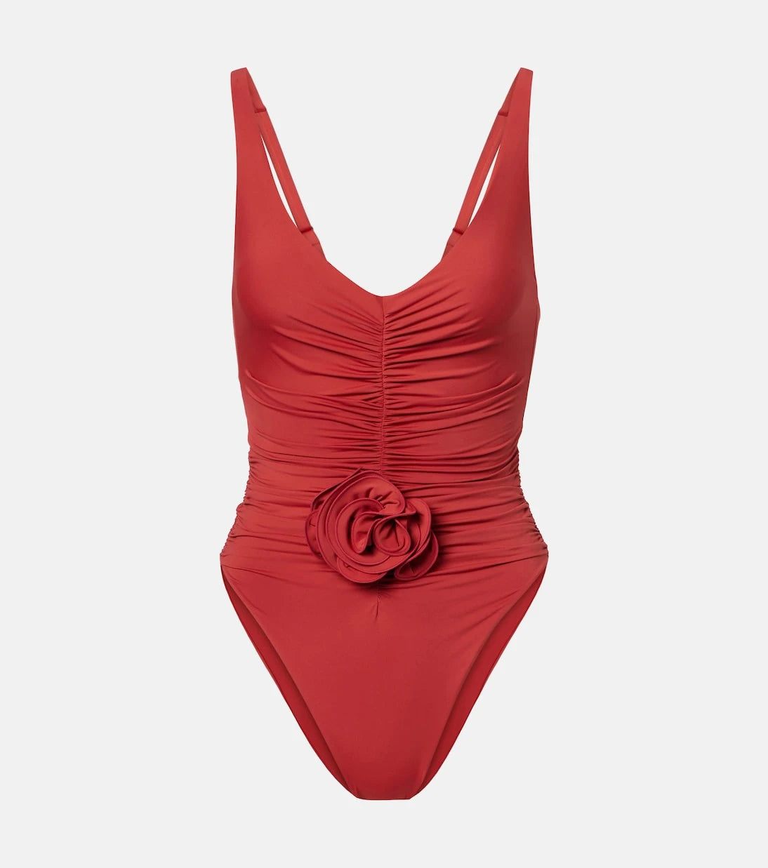 Magda Butrym - Floral-appliqué ruched swimsuit