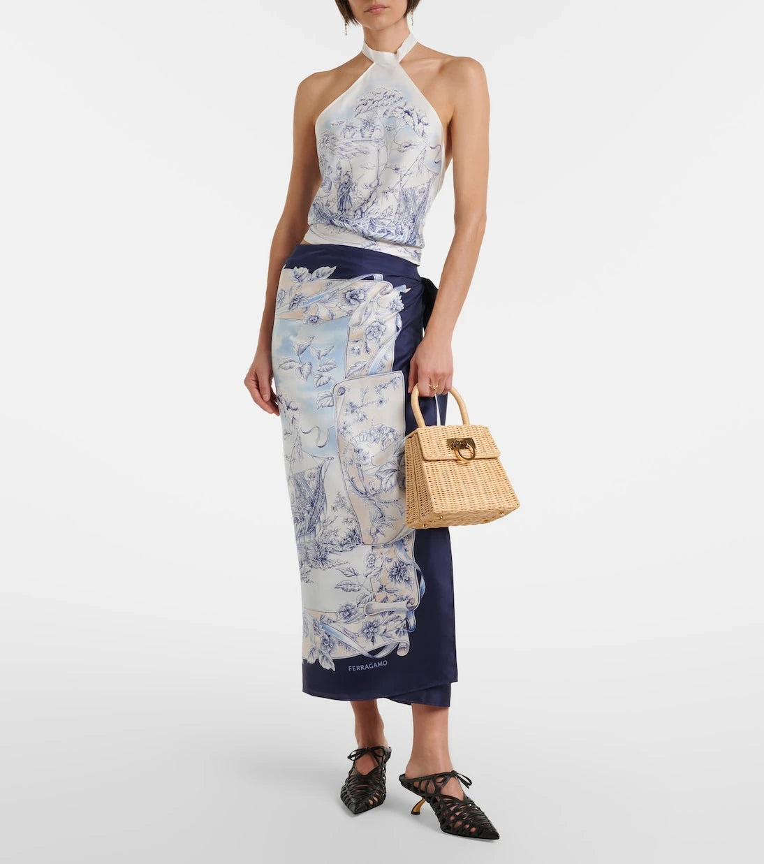 Ferragamo - Small wicker top-handle bag