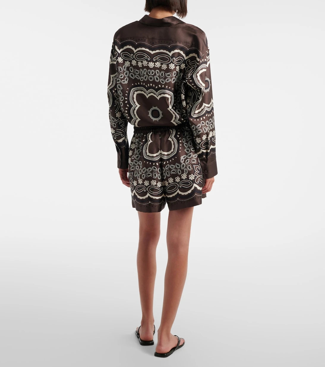 Nili Lotan - Frances printed silk twill shorts