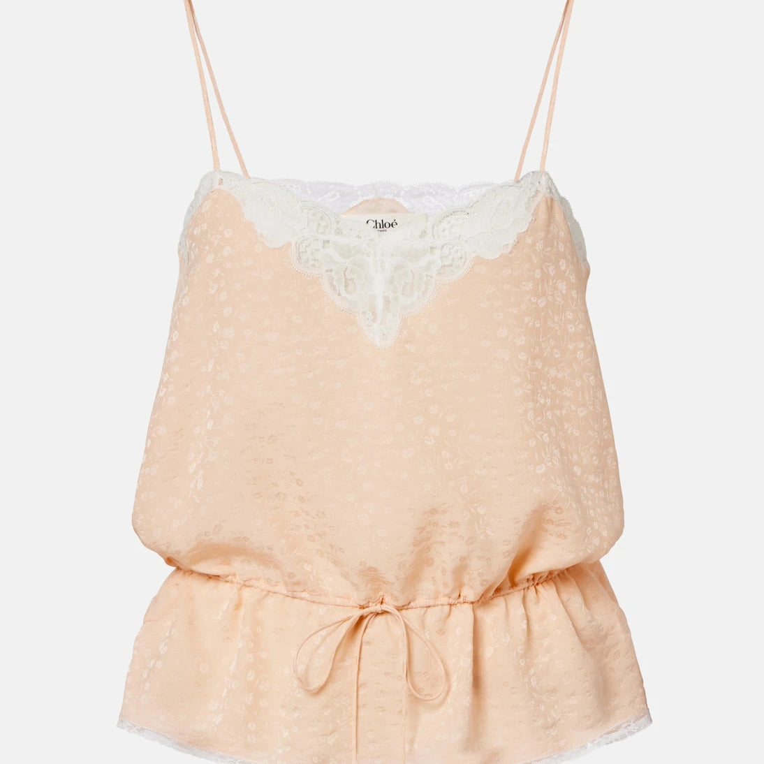 Chloé - Lace-trimmed silk jacquard camisole