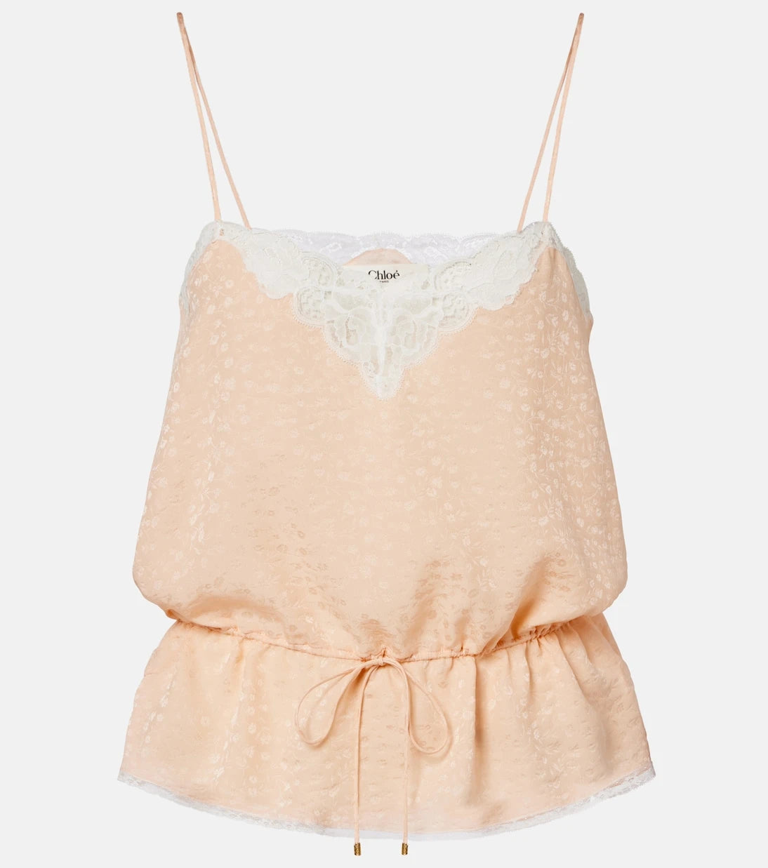 Chloé - Lace-trimmed silk jacquard camisole