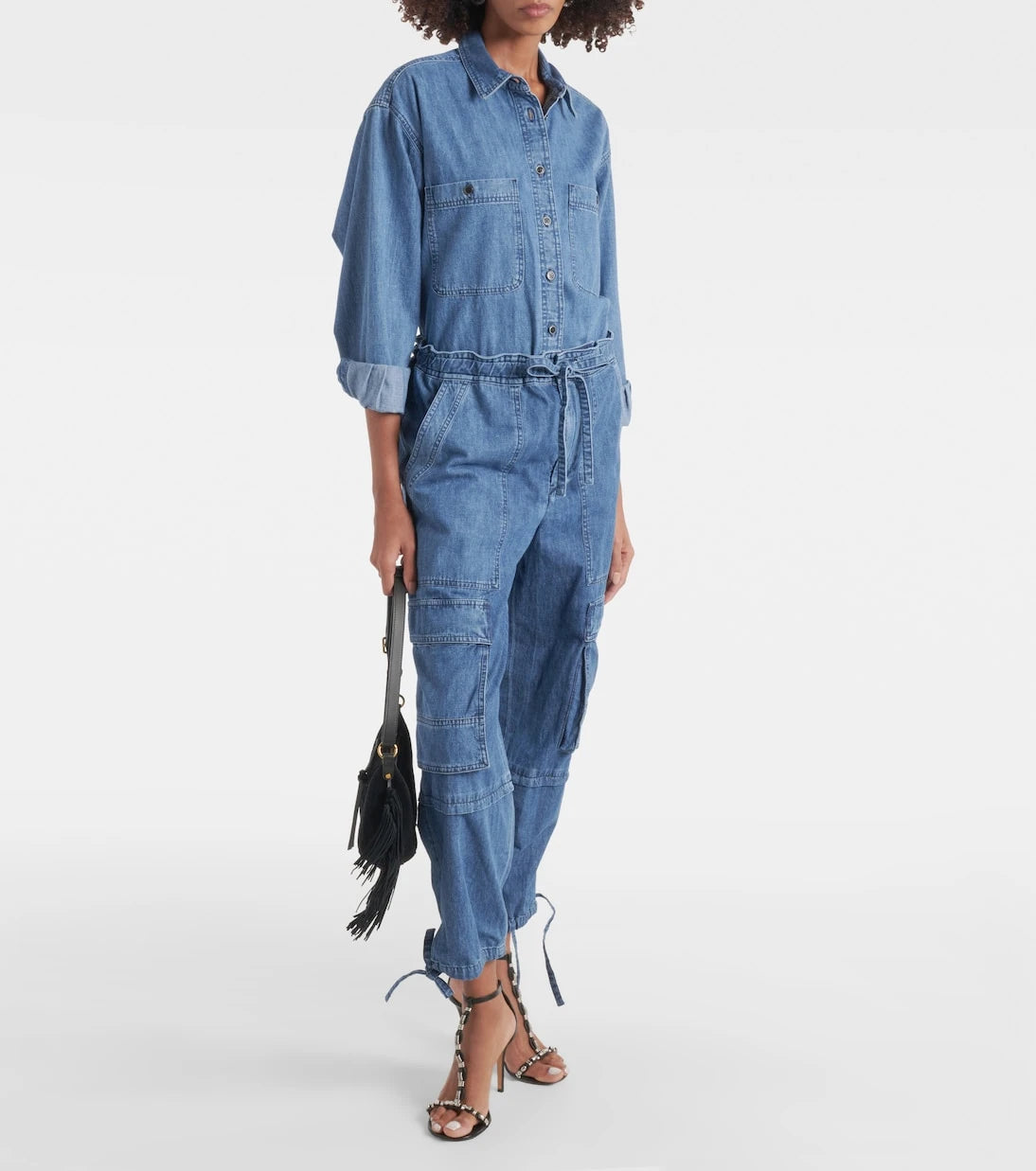 Marant Etoile - بنطلون جينز كارغو Ivy بقصة متوسطة الارتفاع