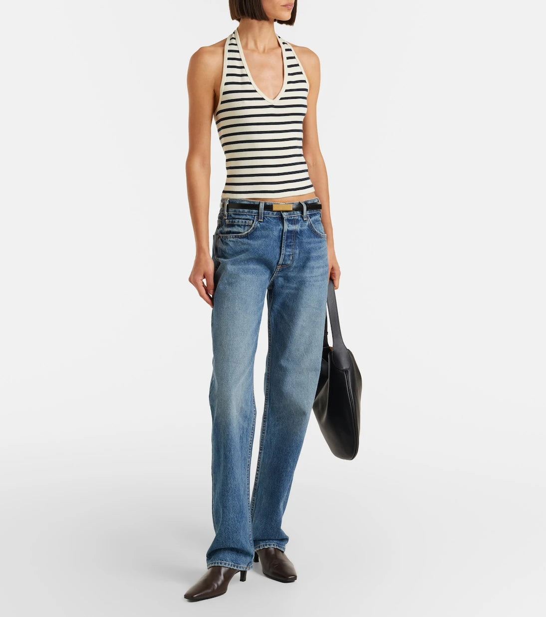 Nili Lotan - Britt striped halterneck cotton top