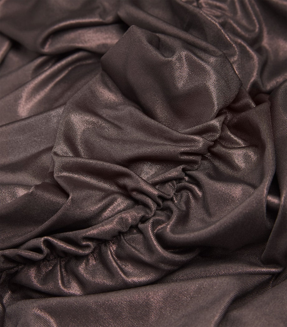 LAPOINTE Brown One-Shoulder Ruched Maxi Dress