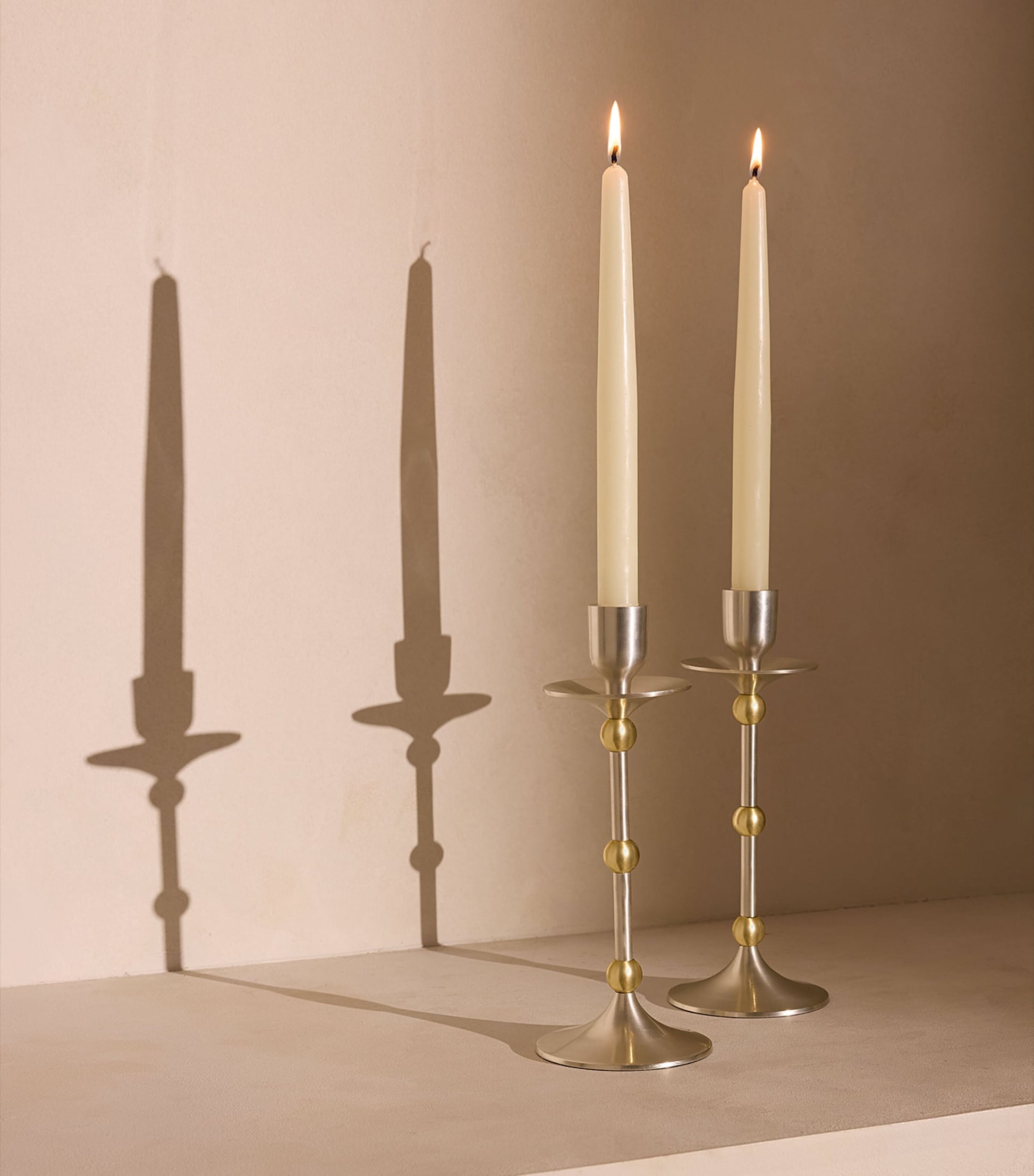 Medium Silver-Plated Cilia Candlestick Holder (25cm)