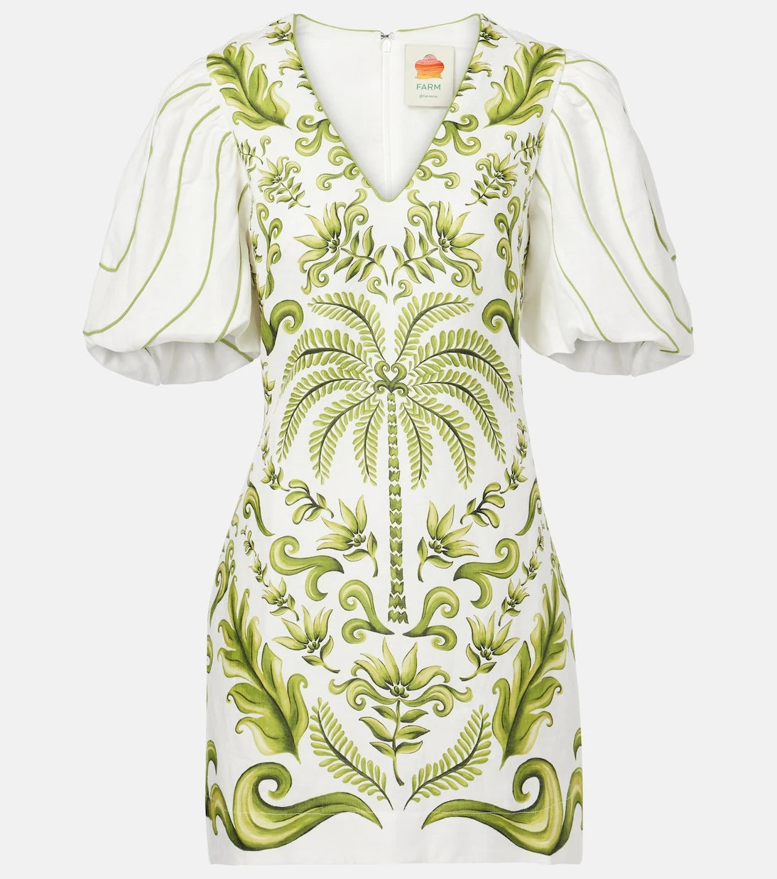 Farm Rio - Milani Off-White printed linen minidress