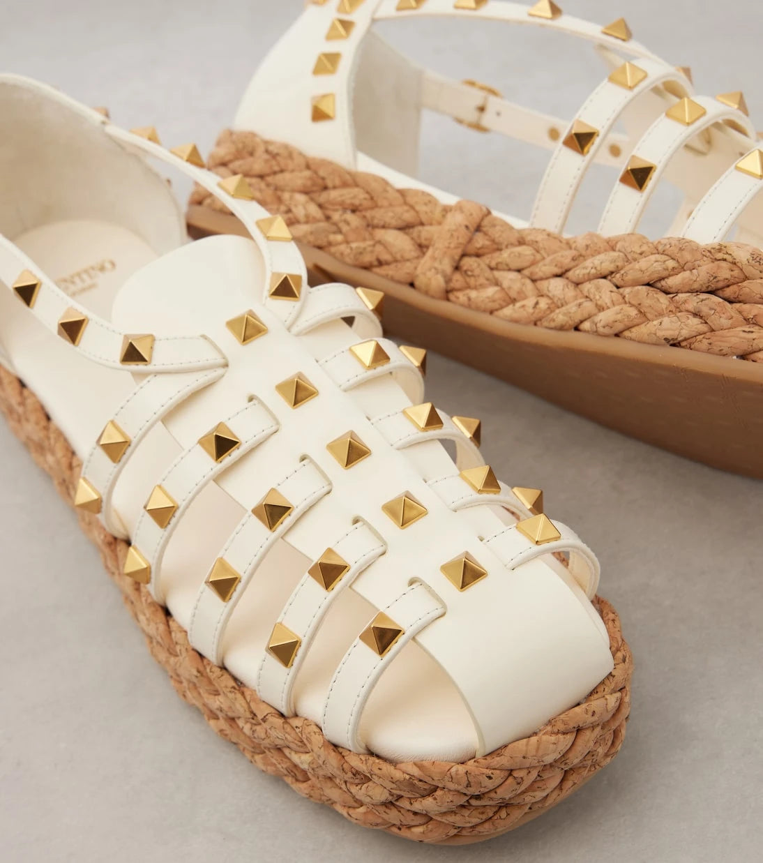 Valentino Garavani - Rockstud Cork leather fisherman sandals