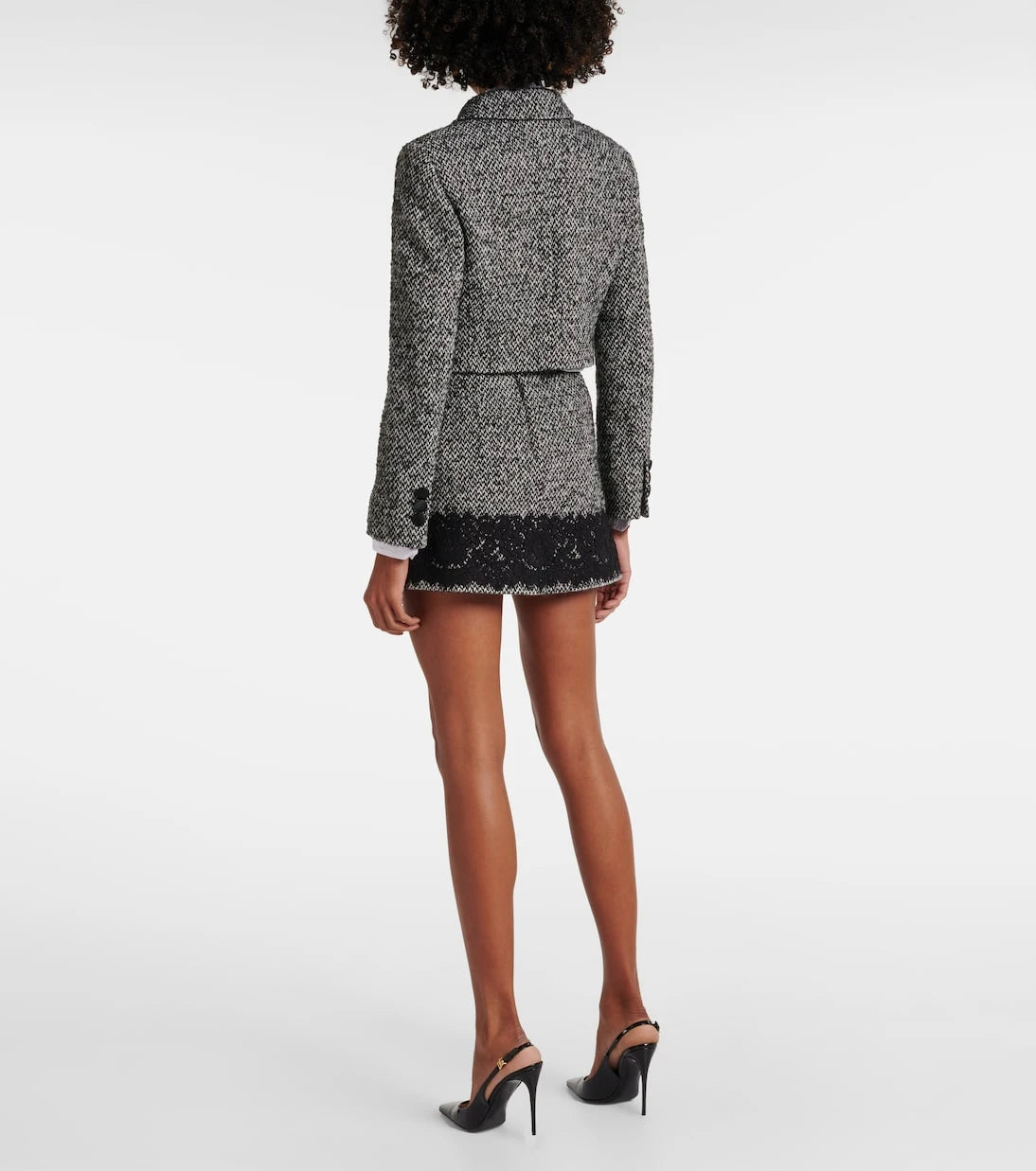 Dolce&Gabbana - Lace-trimmed tweed miniskirt
