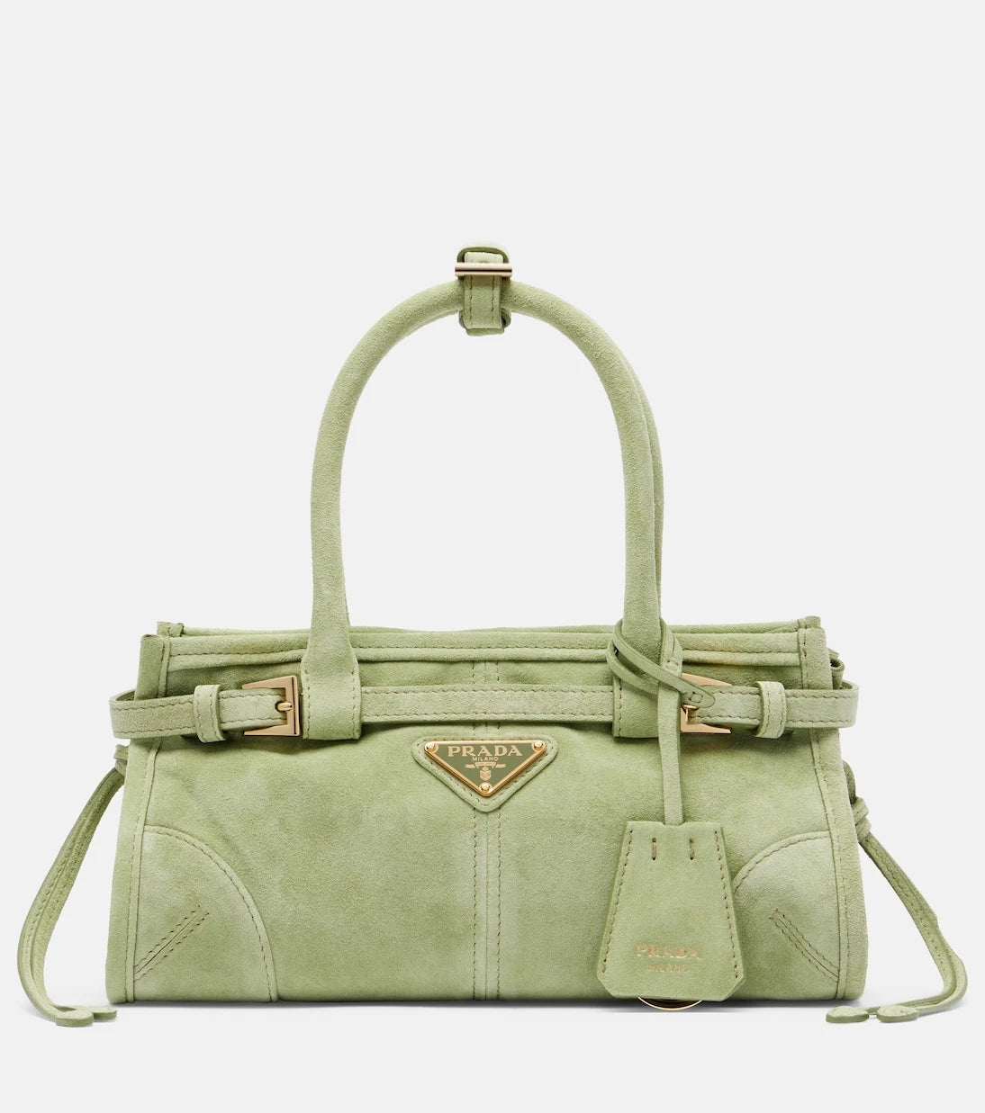 Prada - Prada Bonnie Mini suede top-handle bag