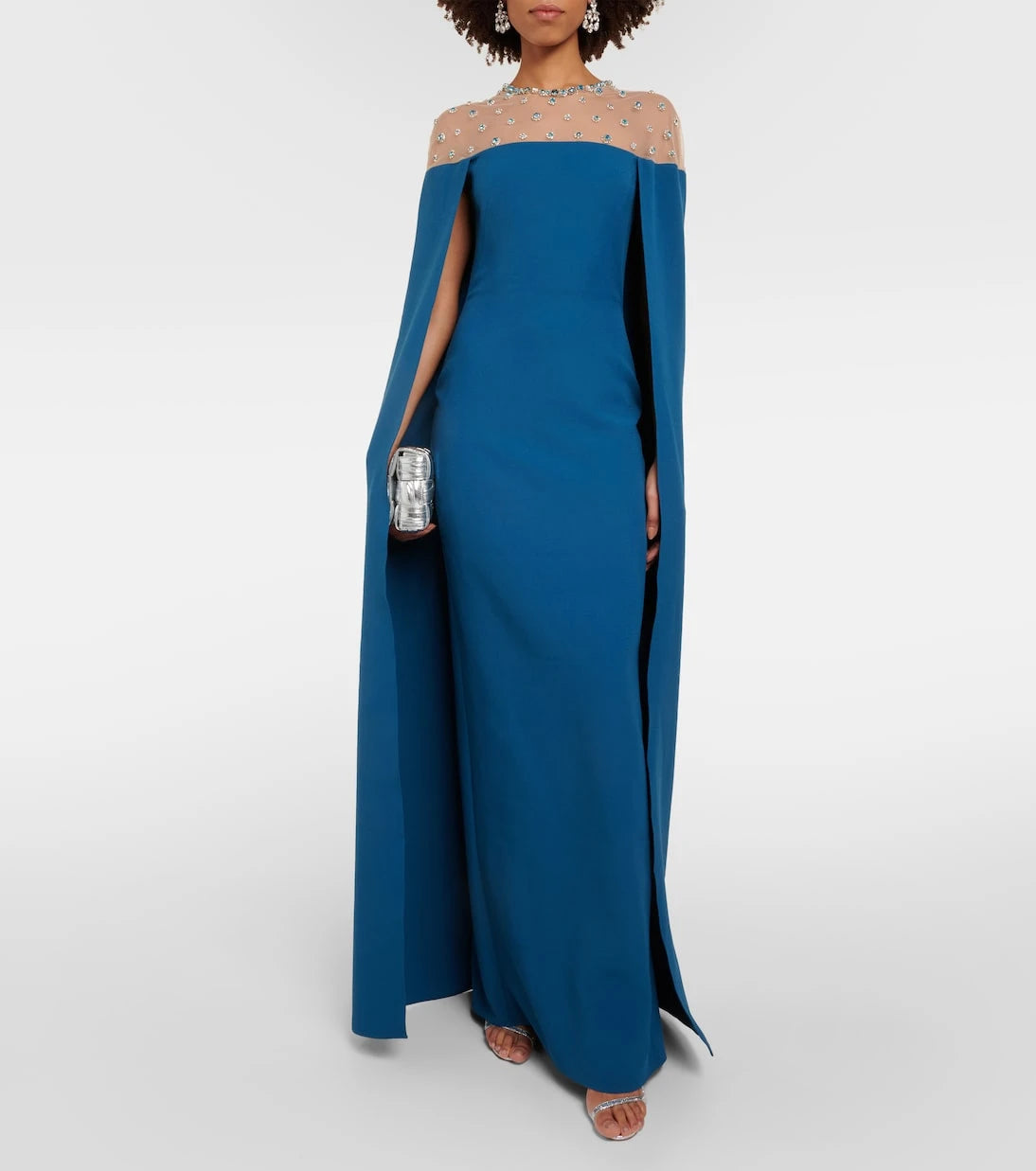 Safiyaa - Ambere embroidered cape-detail gown