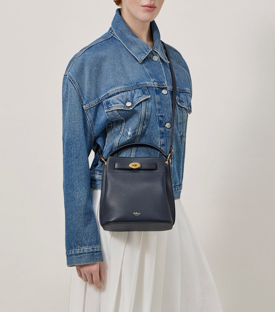 Blue Leather Islington Bucket Bag