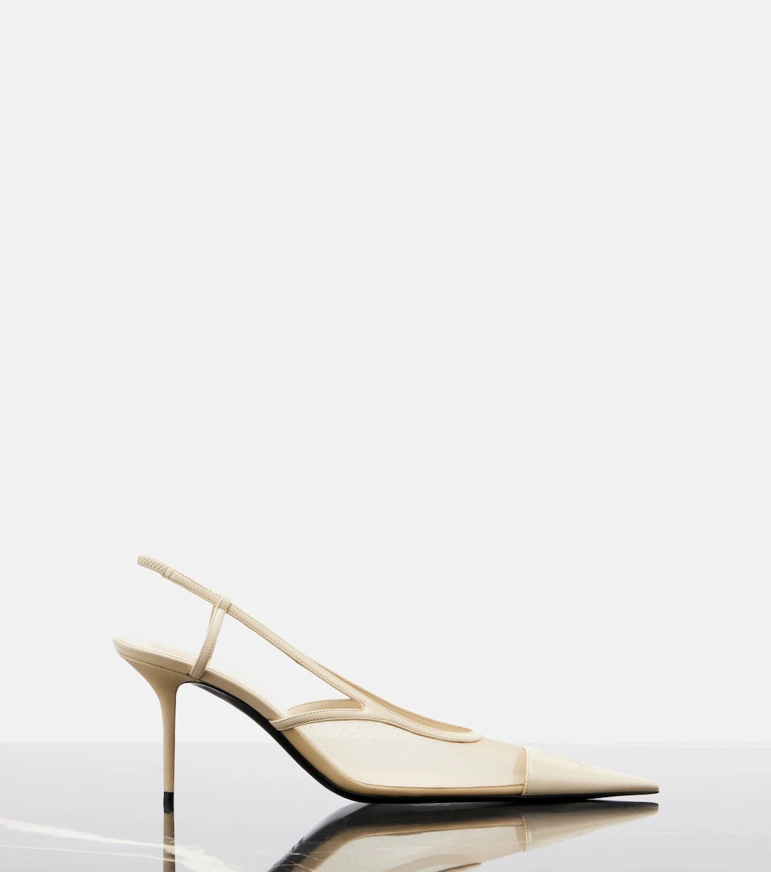 Saint Laurent - Renée mesh and leather slingback pumps