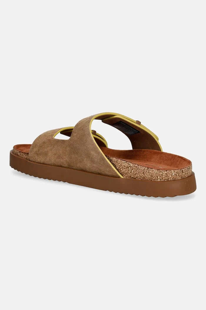 Tommy Hilfiger чехли мъжки от велур CORK ADJUSTABLE SUEDE SANDAL