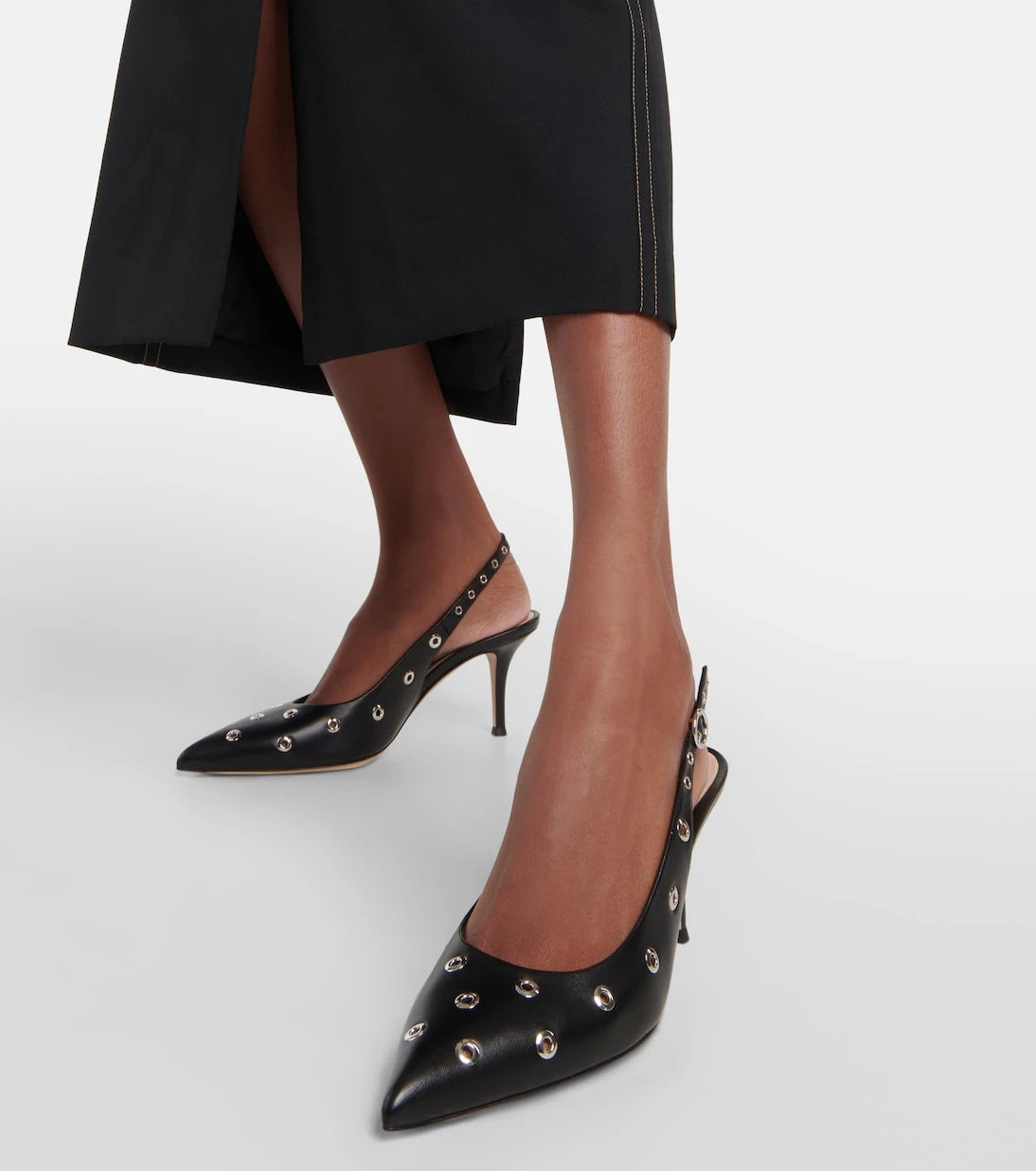 Gianvito Rossi - Lydia studded leather slingback pumps
