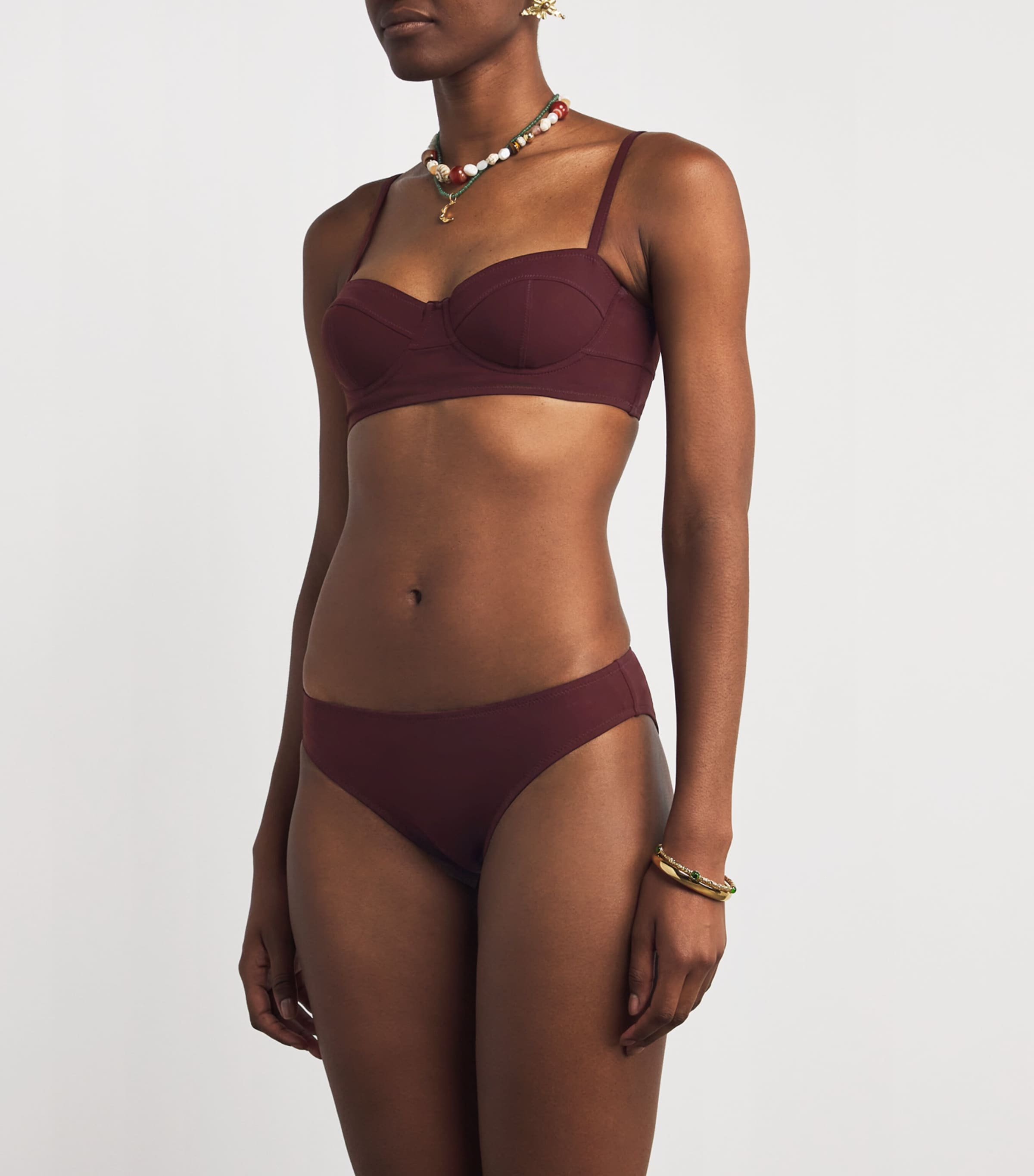 Ulla Johnson Burgundy Dani Mid-Rise Bikini Briefs