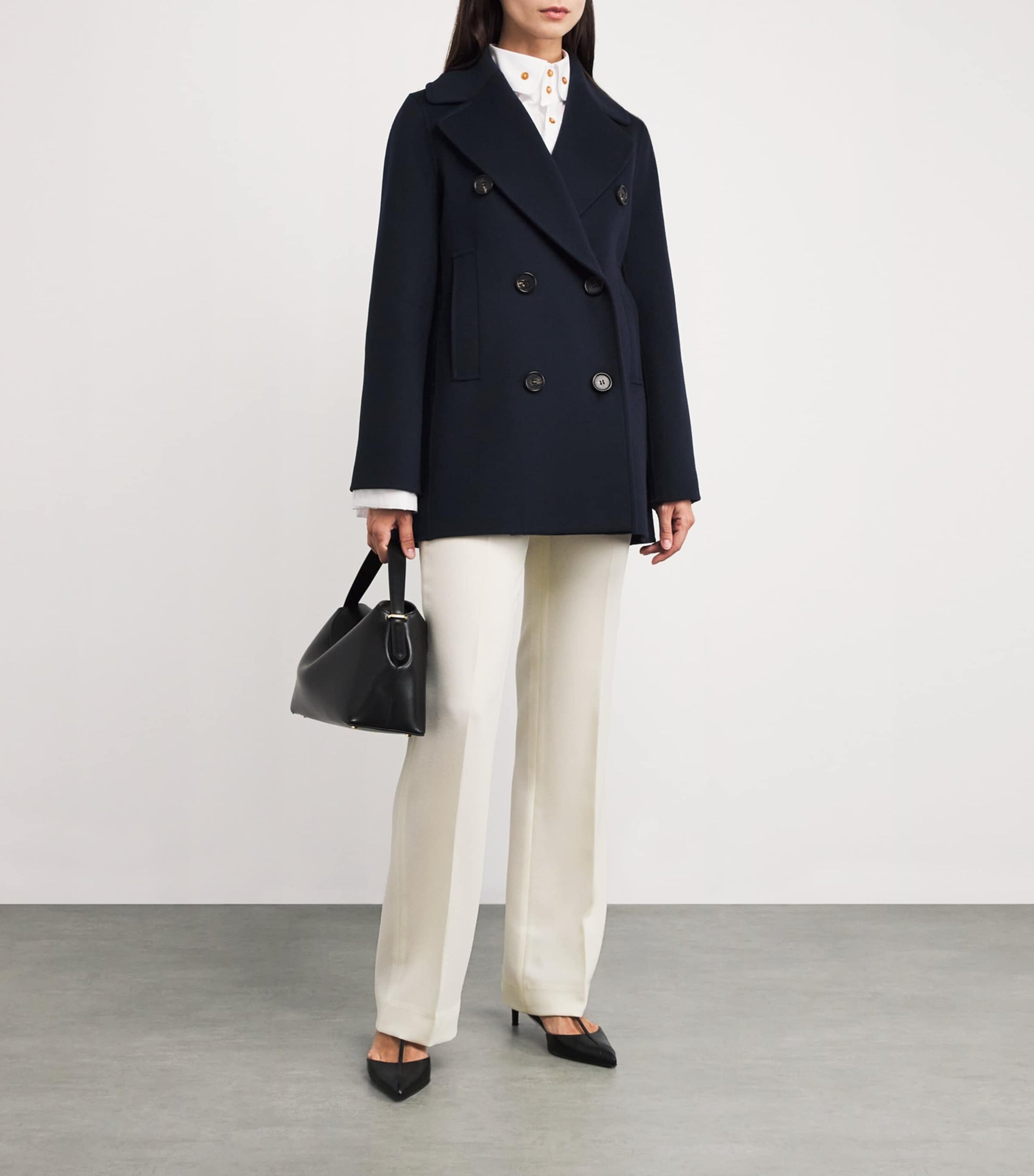 Max Mara Blue Wool Double-Breasted Coat