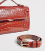 Analeena Gold Crocodile Leather Top-Handle Bag