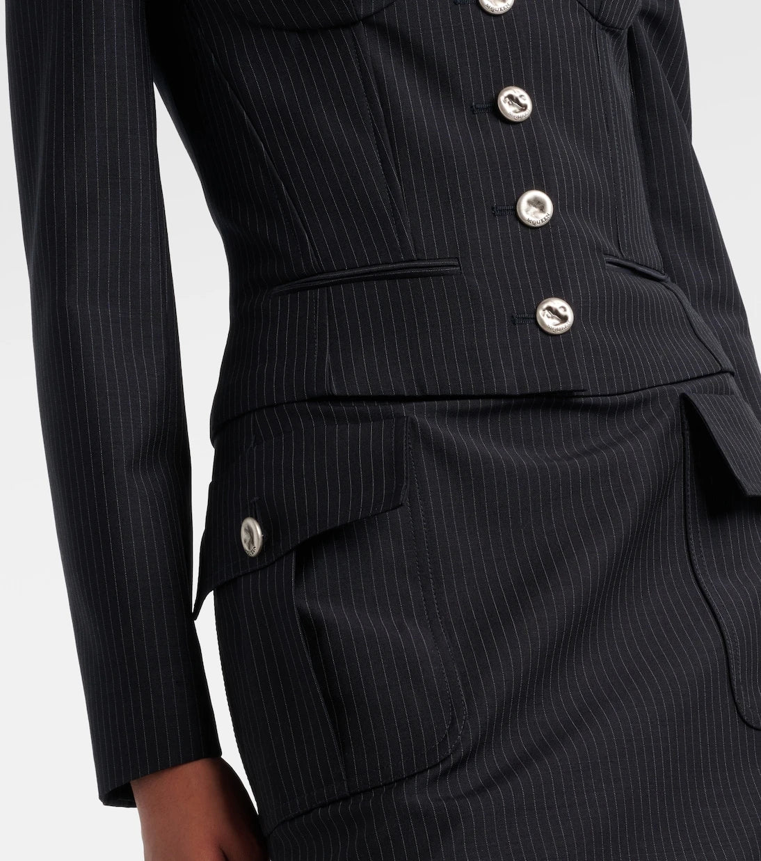 McQueen - Chalk stripe wool and mohair bustier top